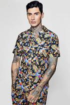 Boohoo Parrot Print Revere Short Sleeve Shirt Co-ord