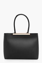 Boohoo Ella Structured Crosshatch Bar Tote Bag