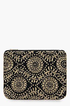 Boohoo Brocade Ziptop Clutch