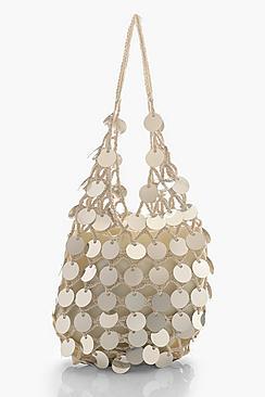 Boohoo Handmade Sequin Crochet Beach Bag