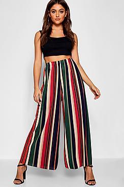 Boohoo Pleated Stripe Culottes