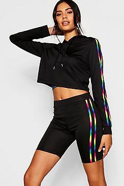 Boohoo Fit Rainbow Side Stripe Cycling Shorts