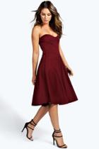 Boohoo Ellis Bandeau Sweetheart Skater Dress Berry