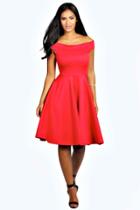 Boohoo Kim Off The Shoulder Midi Dress Red