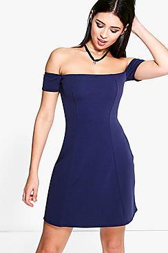 Boohoo Emma Off The Shoulder Bandeau Skater Dress