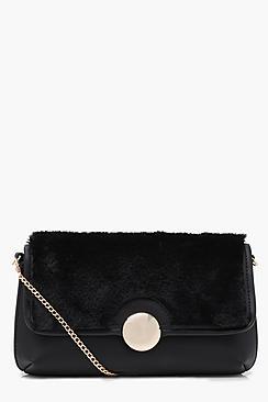Boohoo Harriet Contrast Fur Cross Body Bag