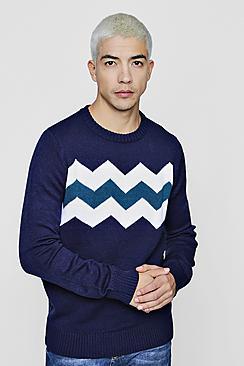 Boohoo Chevron Colour Block Jumper