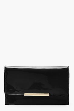 Boohoo Maisie Patent Bar Envelope Clutch