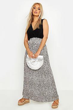 Boohoo Plus Leopard Plunge Slinky Maxi Dress