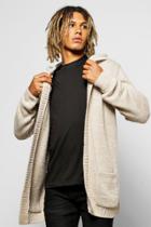 Boohoo Brushed Longline Hooded Cardigan Oatmeal