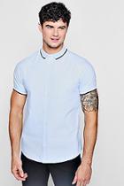 Boohoo Short Sleeve Oxford Shirt With Tipped Collar