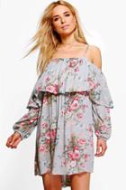 Boohoo Isobel Off Shoulder Floral Shift Dress Multi