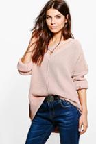 Boohoo Lacey Oversized Strap Neck Jumper Rose