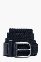 Boohoo Stretch Woven Belt With Pu And Buckle Black
