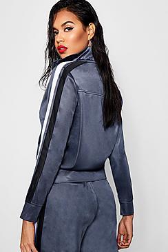 Boohoo Kirsty Contrast Stripe Panel Zip Track Top
