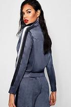 Boohoo Kirsty Contrast Stripe Panel Zip Track Top