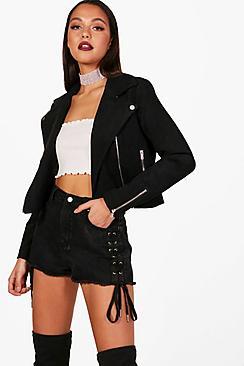 Boohoo Luna Bonded Cord Biker Jacket