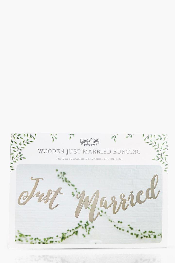Boohoo Wedding Wooden Just Married Bunting Natural