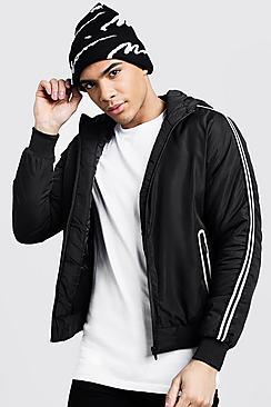 Boohoo Hooded Bomber With Sleeve Taping