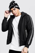 Boohoo Hooded Bomber With Sleeve Taping