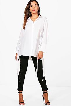 Boohoo Jennifer Eyelet Lace Up Shirt