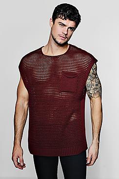 Boohoo Oversized Knitted Festival Vest