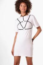 Boohoo Willow Pu O Ring Harness T-shirt Dress White