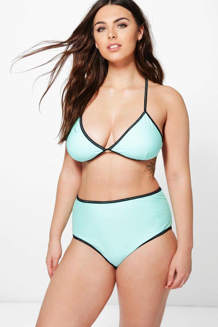 Boohoo Plus Leila Cross Stitch Triangle Bikini Mint