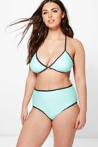 Boohoo Plus Leila Cross Stitch Triangle Bikini Mint