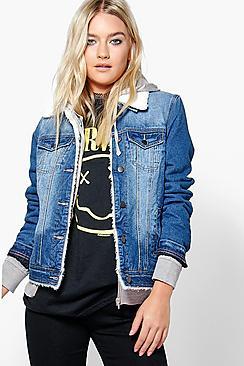 Boohoo Ruth Borg Lined Denim Trucker Jacket