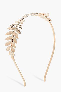Boohoo Sarah Leaf Feather Metal Headband