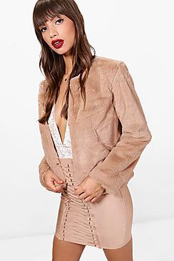Boohoo Crop Faux Fur Coat
