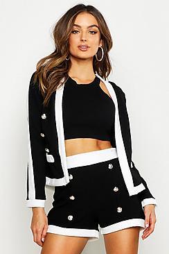 Boohoo Tweed Button Detail Tailored Short