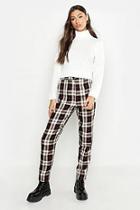 Boohoo Tall Tartan Tapered Trousers