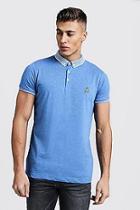 Boohoo Jacquard Collar Polo With Chest Embroidery