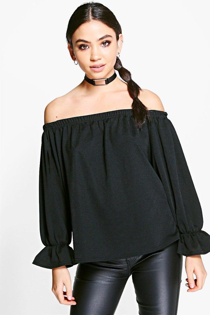 Boohoo Evie Buckle Detail Choker Top Black