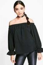 Boohoo Evie Buckle Detail Choker Top Black