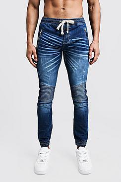 Boohoo Skinny Fit Biker Jeans With Cuffed Hem