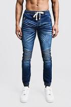 Boohoo Skinny Fit Biker Jeans With Cuffed Hem