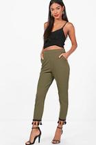 Boohoo Jade Tassle Trim Slim Fit Trousers