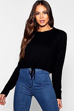 Boohoo Tall Ruched Hem Soft Knit Jumper
