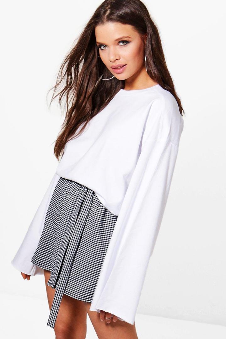 Boohoo Freya Oversized Wide Sleeve Sweatshirt White