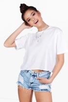 Boohoo Petite Carla Tie Back Cut Out T-shirt White