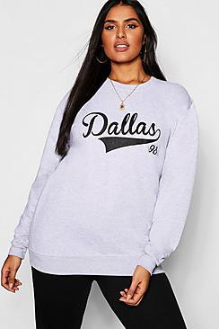 Boohoo Plus Dallas Slogan Sweat