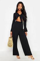 Boohoo Tie Front Crop + Trouser Beach Co-ord