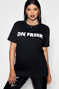 Boohoo Plus 'on Freek' Slogan Halloween T-shirt