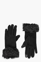 Boohoo Helena Faux Fur Touch Screen Ponte Gloves