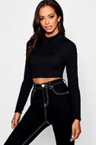 Boohoo Cropped High Neck Ribbed Top