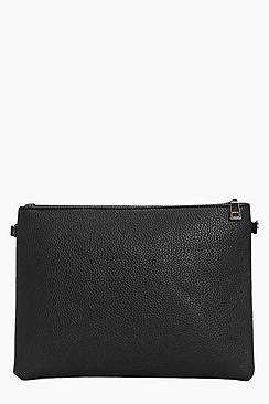 Boohoo Faye Reversible Suedette And Pu Clutch Bag