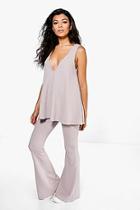 Boohoo Swing Top & Flared Trousers Co-ord Set